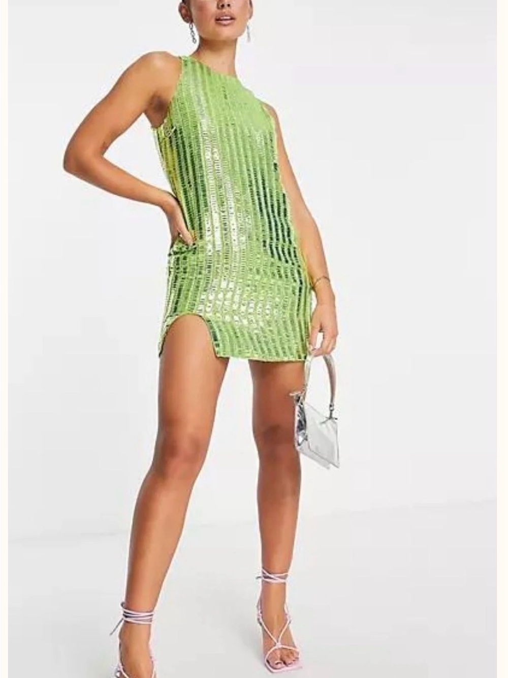 River Island Green Sequin Mini Dress - Sleeveless Party Dress